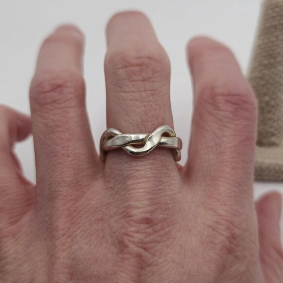 Size 9 Sterling Silver Thick Handmade Woven Unisex Ring A2384 - Picture 2 of 7